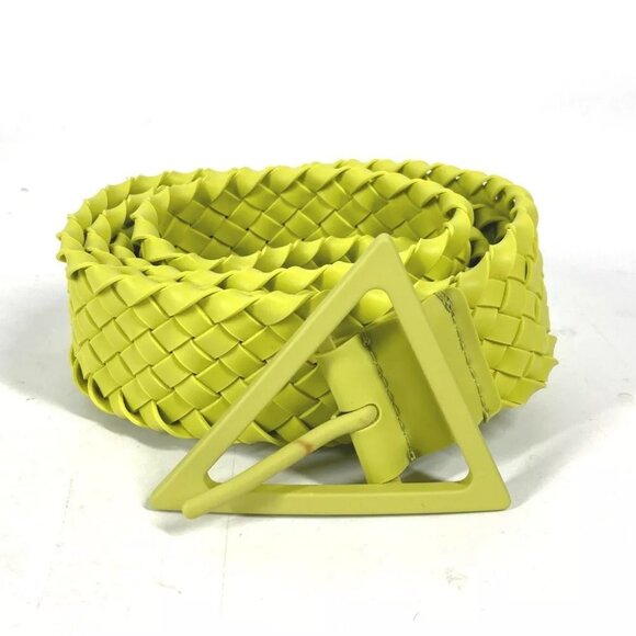 BOTTEGA VENETA 691232 Triangle Intrecciato belt rubber Kiwi Light GreenBased